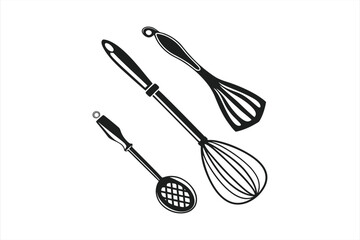 black kitchen set silhouette on white background  1