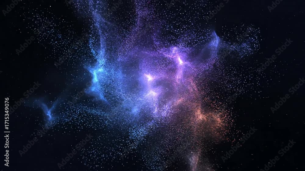 Canvas Prints seamlessly looping video of vibrant colorful cosmic particles forming a gentle swirling abstract neb