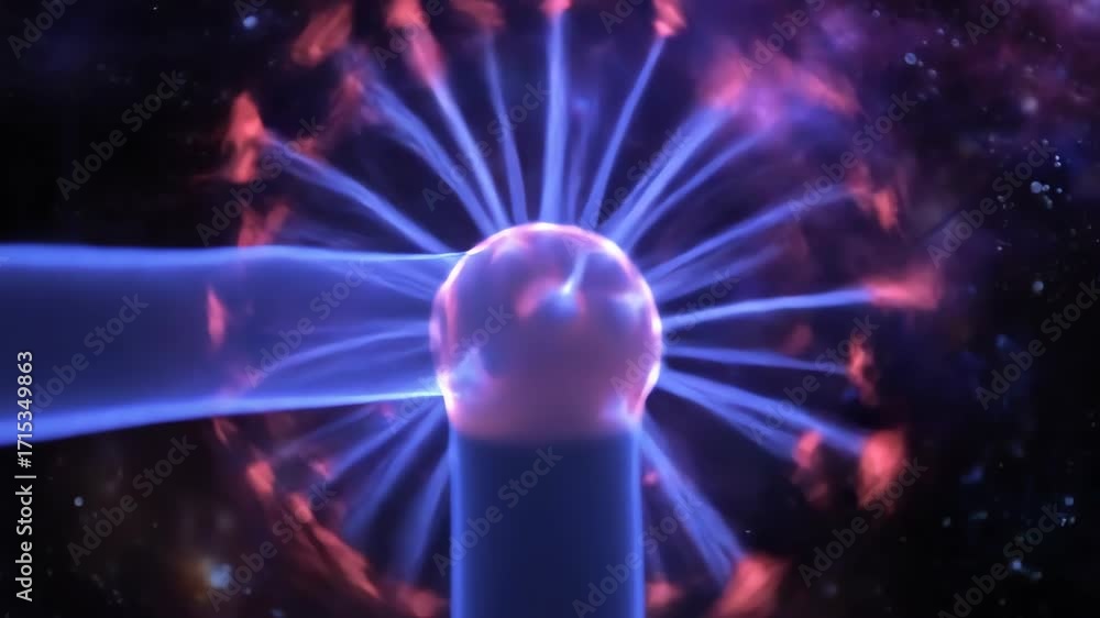 Wall mural seamlessly looping video of vibrant plasma energy swirling and pulsating in an abstract cosmic field