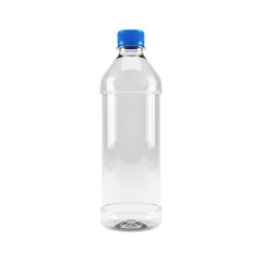 Empty Clear Plastic Water Bottle with Blue Cap beverage isolated on a transparent background
