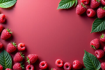 Fresh Raspberries & Leaves on Pink Background - Free Stock Photo