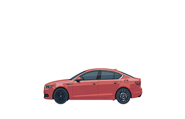 Fototapeta premium Red Sedan Car Side View Illustration on White Background automobile vehicle
