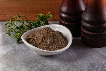 Ground dry black pepper powder