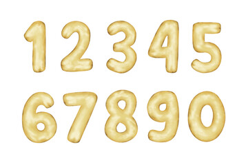 Set of balloons number in gold vector illustration