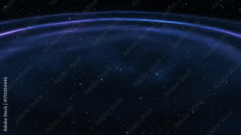 Wall mural seamlessly looping video showing shimmering celestial ripples expanding slowly across a dark, starry