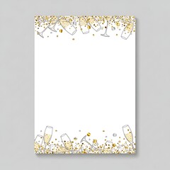 Festive Celebration Border with Champagne Glasses and Glitter