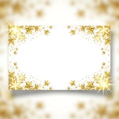 Golden Stars Frame on White Card for Festive Greetings and Celebrations