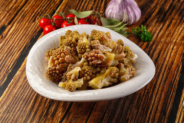 Vegan dietary steamed romanesco cabbage