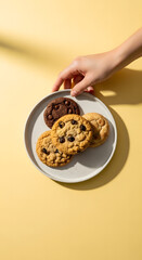 Clean Skincare Product Photography with Hand Holding Cosmetic Tubes, Jars, Droppers, Pumps, and Beauty Tools on Minimal Pastel Background