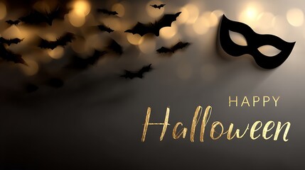 Halloween costume competition flyer featuring floating masks in a spooky atmosphere