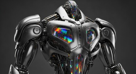Powerful Titanium Cyborg with an Iridescent Core