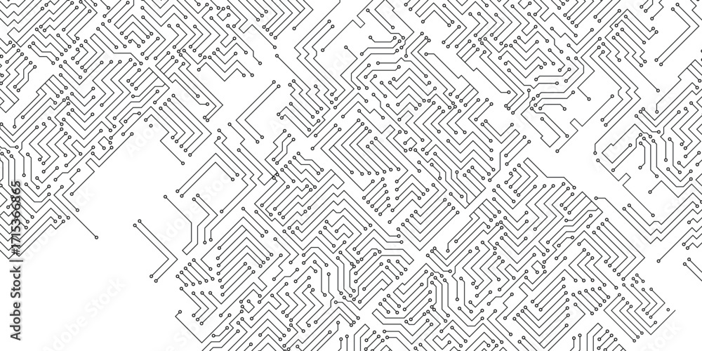 Poster technology black circuit diagram concept. high-tech circuit board connection system. vector art abst