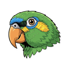 Stylized vector illustration of an exotic green parrot head, a vibrant tropical bird mascot design