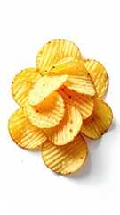 Pile of crispy, round potato chips