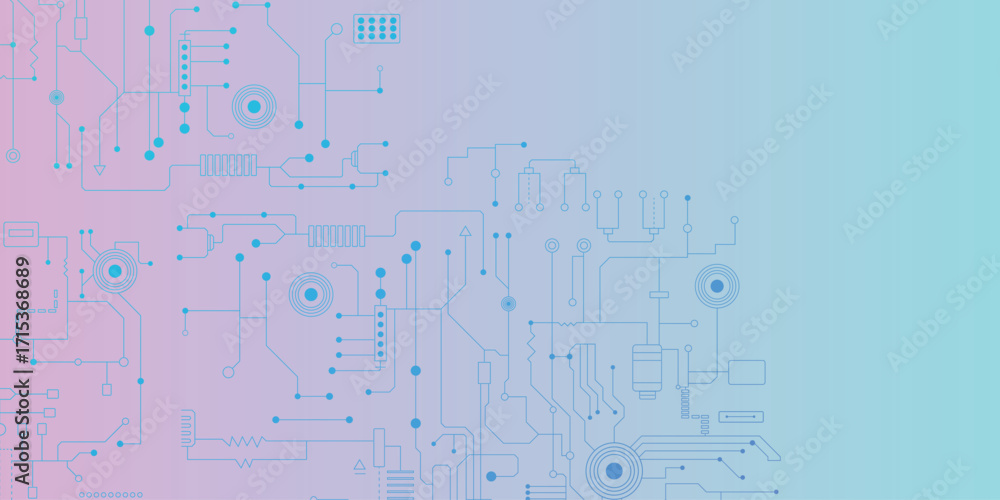 Poster vector circuit for communication technology background concept.
