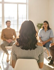 Group discussion in a light-filled room