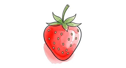 Watercolor Strawberry Illustration on White Background.