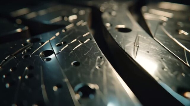 Precision Metal Parts Close-Up of Machined Components with Intricate Details