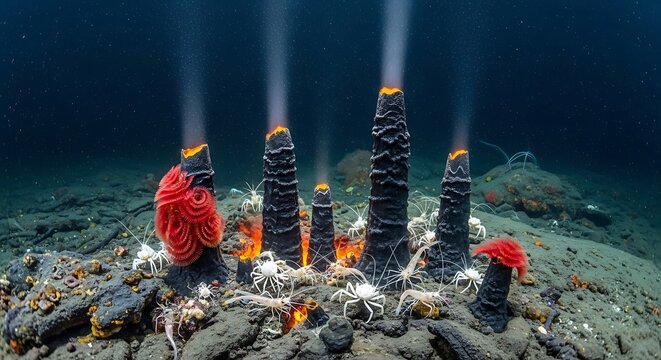 Deep Sea Hydrothermal Vent Ecosystem.