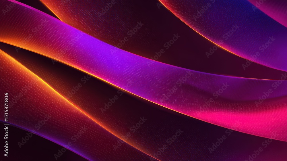 Poster abstract waves of vibrant purple and pink fabric flowing gracefully, creating a dynamic visual backd