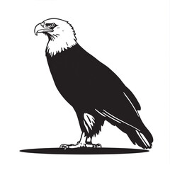 Fototapeta premium Eagle perched on a branch against a white background with detailed feathers and sharp beak isolated in nature