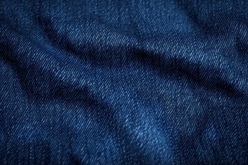 Naklejka premium Close-up view of textured blue denim fabric with visible weave pattern and folds