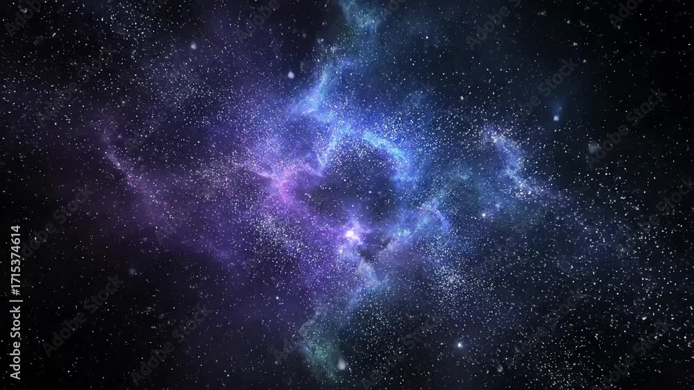 Wall mural sparkling glitter nebula expanding slowly in a seamlessly looping cosmic abstract background pattern