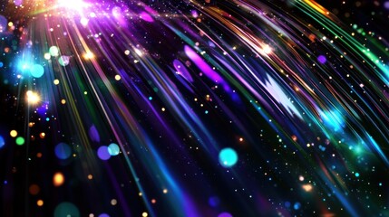 Fototapeta premium Vibrant streaks of light with shimmering particles.