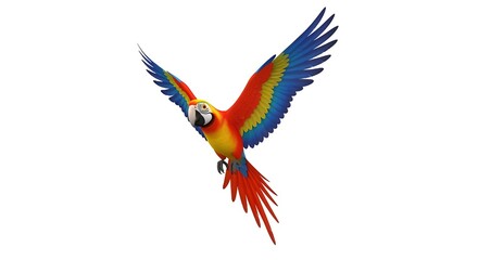 Obraz premium Macaw soaring with brilliant colorful plumage