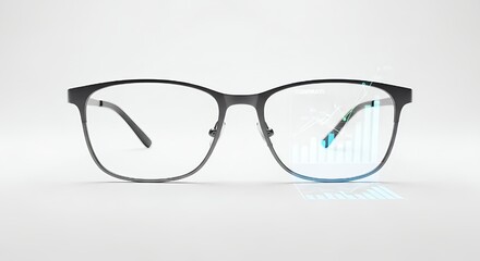 Modern glasses display futuristic financial data overlay