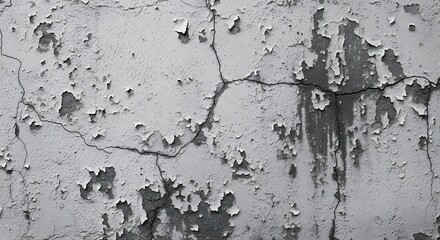 Grungy cracked wall texture with peeling paint and distressed surface.