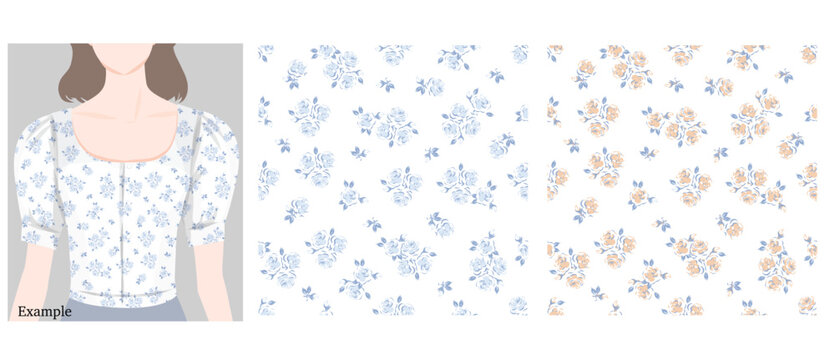 Seamless pattern of minimal rose isolated on transparent background for textile, wallpaper, print paper and so on.