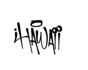 textured sprayed graffiti tagging letter HAWAII city name isolated in black