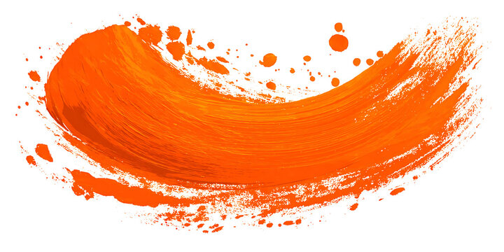 Abstract Orange Brush Stroke Texture with Paint Splashes Isolated on Transparent Background - Powered by Adobe