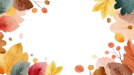 Obraz premium Business growth and innovation concept with an elegant autumn watercolor border of leaves and berries.