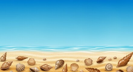 Oyster Festival banner background, shells on coastal gradient 