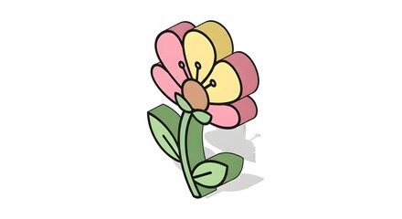 Obraz premium Stylized Flower Illustration with Pink and Yellow Petals.