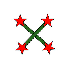 Modern geometric christmas icon illustration set. Geometric xmas holiday clip art elements collection. Contemporary scandinavian style graphics. Santa hat, gift box, deer, ornament bauble 