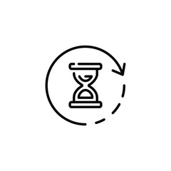 Anti aging hourglass icon. Simple outline style. Standby waiting slow time, age, wait, long, process, fast, hourglass, sandglass, repeat concept. Thin line symbol. Isolated design.