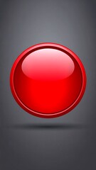 A glossy, red circle button stands out against a neutral gray backdrop.