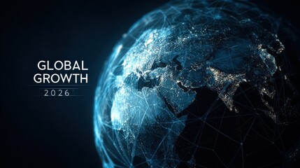 Fototapeta premium Global Growth Projection for 2026 - A Futuristic Earth Visualization.