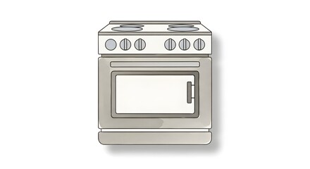 Illustration of a modern electric stove with oven and burners for cooking.