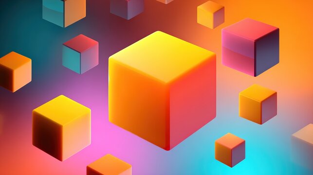 Fototapeta Colorful 3D Cubes Background – Modern Abstract Geometric Shapes in Vibrant Gradient