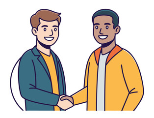 Fototapeta premium Business Deal Reached Two Young Men Shake Hands Partnership Agreement Concept