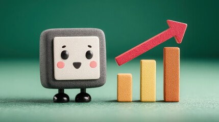 Small figure with red arrow representing corporate risk ai sentinel scanning the market for potential threats