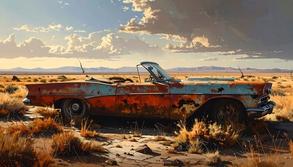 Rusty relic in the desolate expanse