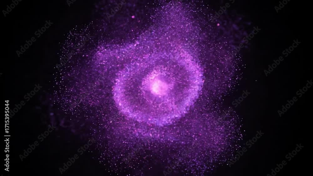 Wall mural violet pink sparkle burst in dark abstract space loop art, deep﻿seamlessly looping video of shimmeri
