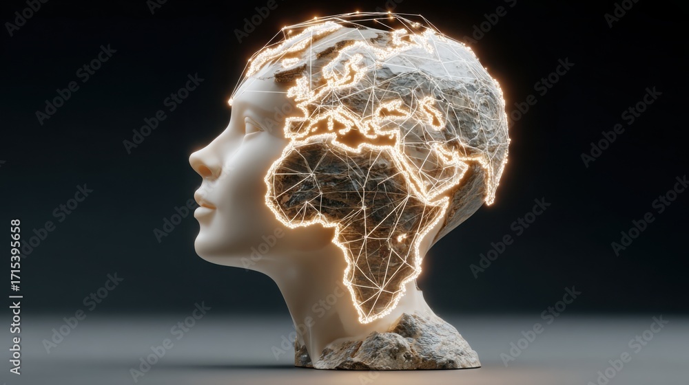 Aufkleber a conceptual representation of a head with light emitting from it symbolizing digital trade negotiat