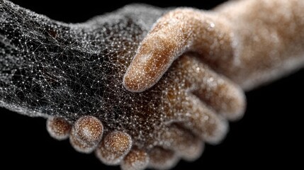 Human hand holding an ai figure representing a digital trade negotiator concept in a business transaction environment