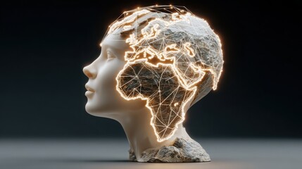 A conceptual representation of a head with light emitting from it symbolizing digital trade negotiation dynamics